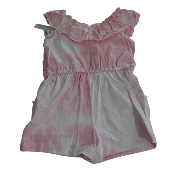 Crown and Ivy Pink Tie Dye Ruffle Romper Shorts Girls Size 4 Summer Pockets - Picture 4 of 8